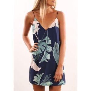 shop style palm print mini dress